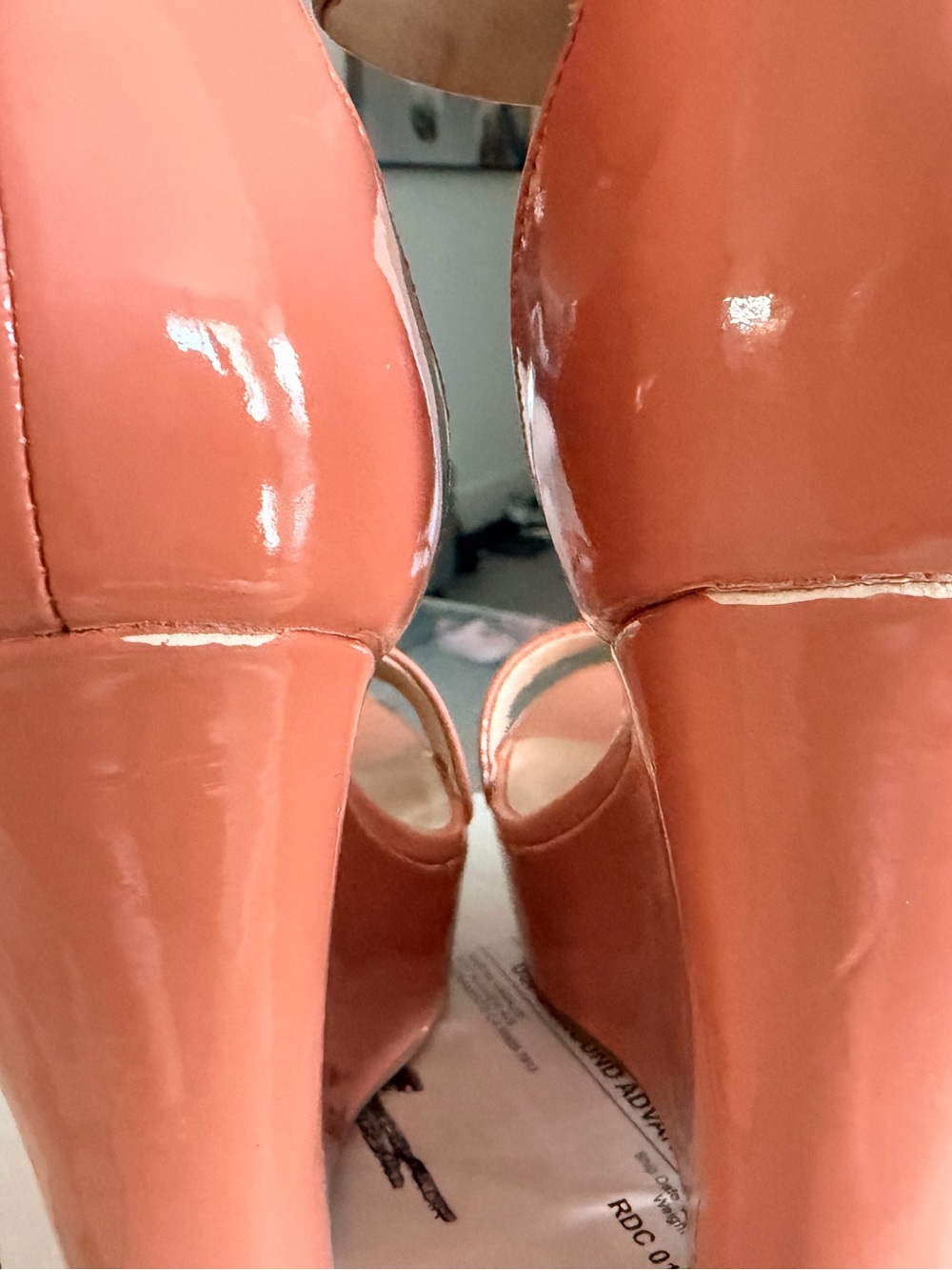 Windsor Smith Peach Patent Wedge Sandals - Picture 7 of 8